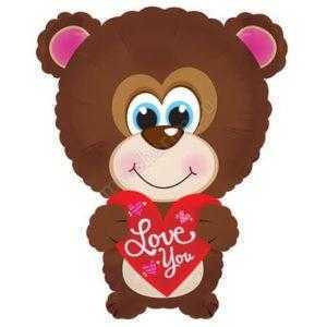 Фигура, Голубоглазый мишка с сердцем, Коричневый, 56см Фигура, Голубоглазый мишка с сердцем, Коричневый, 56см
